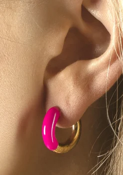 Goudkleurige Oorringen Met Roze Details^Sacha Best