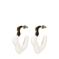 Goudkleurige Twisted Oorringen Met Wit Detail^Sacha Shop