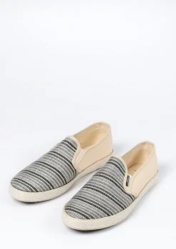 Grijze Canvas Loafers Met Strepen^Sacha Discount