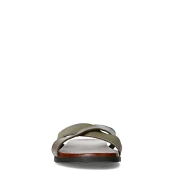 Grijze Leren Slippers Met Gekruiste Banden^Sacha Discount