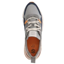 Grijze Leren Sneakers Met Oranje Details^Sacha Best Sale