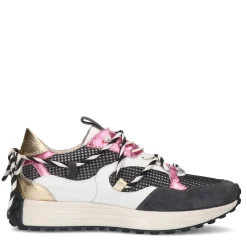 Grijze Leren Sneakers Met Metallic Details^Sacha Shop