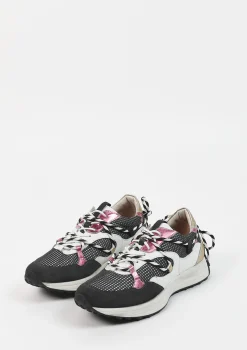 Grijze Leren Sneakers Met Metallic Details^Sacha Shop