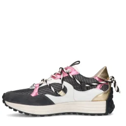 Grijze Leren Sneakers Met Metallic Details^Sacha Shop