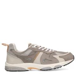 Grijze Leren Sneakers Met Suede Details^Sacha Store