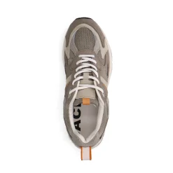Grijze Leren Sneakers Met Suede Details^Sacha Store