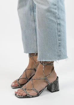 Grijze Sandalen Met Hak En Strikveters^Sacha Cheap