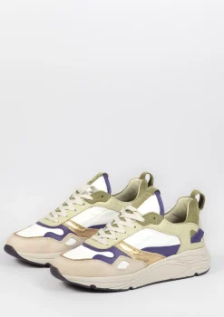 Groene Dad Sneakers Met Paarse En Goudkleurige Details^Sacha Store