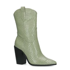 Groene Lage Croco Cowboylaarzen^Sacha Fashion