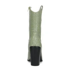 Groene Lage Croco Cowboylaarzen^Sacha Fashion