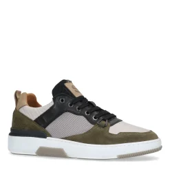 Groene Leren Sneakers Met Details^Sacha Shop