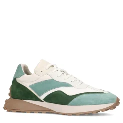 Groene Leren Sneakers Met Suede Details^Sacha New