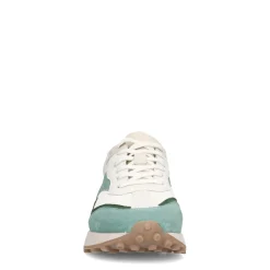 Groene Leren Sneakers Met Suede Details^Sacha New