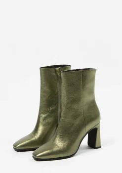 Groene Metallic Enkellaarsjes Met Hak^Sacha Cheap