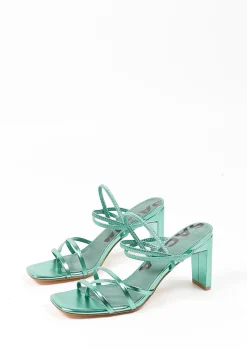 Groene Metallic Hak Sandalen Met Bandjes^Sacha Online