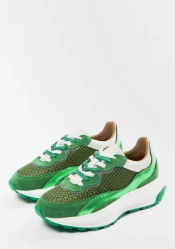 Groene Sneakers Met Metallic Details^Sacha Fashion