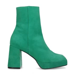 Groene Suede Enkellaarsjes Met Blokhak^Sacha Best Sale