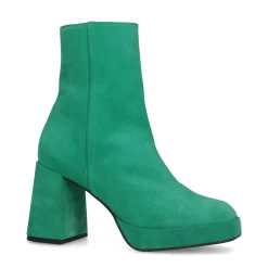 Groene Suede Enkellaarsjes Met Blokhak^Sacha Best Sale