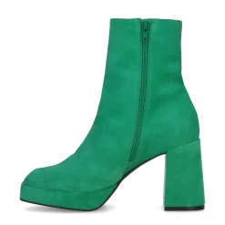 Groene Suede Enkellaarsjes Met Blokhak^Sacha Best Sale