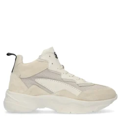 Halfhoge Beige Leren Dad Sneakers^Sacha Outlet