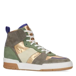 Halfhoge Groene Sneakers Met Metallic En Paarse Details^Sacha Store