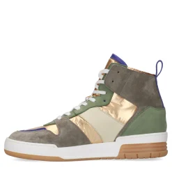 Halfhoge Groene Sneakers Met Metallic En Paarse Details^Sacha Store