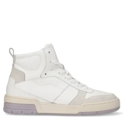 Halfhoge Witte Leren Sneakers Met Lila Zool^Sacha Cheap