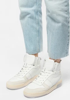 Halfhoge Witte Leren Sneakers Met Lila Zool^Sacha Cheap