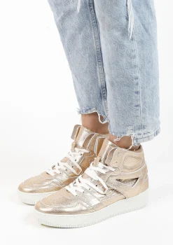 Hoge Gouden Leren Sneakers^Sacha Cheap