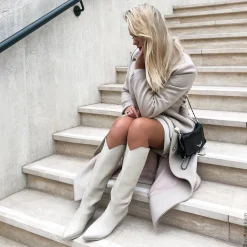 Hoge Off White Leren Cowboylaarzen^Sacha Online