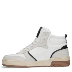 Hoge Witte Leren Sneakers Met Bruine Zool^Sacha Store
