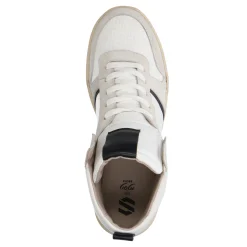 Hoge Witte Leren Sneakers Met Bruine Zool^Sacha Store