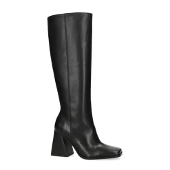 Hoge Zwarte Leren Laarzen Met Blokhak^Sacha Hot