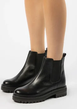 Korte Zwarte Leren Chelsea Boots^Sacha Shop
