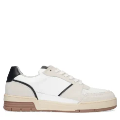 Lage Witte Leren Sneakers Met Bruine Zool^Sacha Outlet