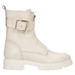 Latte Leren Biker Boots Met Gesp^Sacha Flash Sale