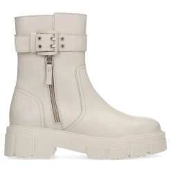 Latte Leren Enkellaarsjes Met Gesp^Sacha Store