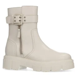 Latte Leren Enkellaarsjes Met Gesp^Sacha Store