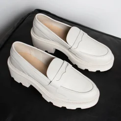 Latte Leren Platform Loafers^Sacha Shop