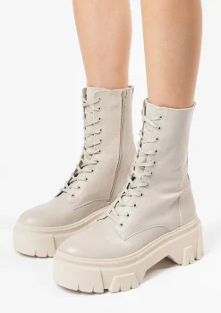 Latte Leren Veterlaarsjes^Sacha Shop