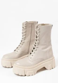 Latte Leren Veterlaarsjes^Sacha Shop