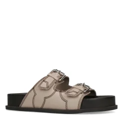 Leren Latte Slippers Met Sierstiksels^Sacha Store