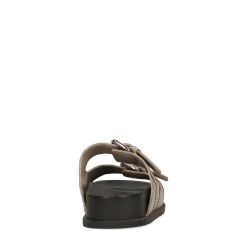 Leren Latte Slippers Met Sierstiksels^Sacha Store