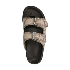 Leren Latte Slippers Met Sierstiksels^Sacha Store