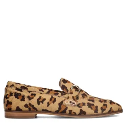 Leren Luipaardprint Loafers Met Goudkleurige Gesp^Sacha Outlet