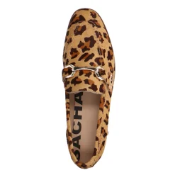 Leren Luipaardprint Loafers Met Goudkleurige Gesp^Sacha Outlet