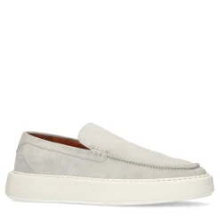 Lichtgrijze Suede Loafers Met Witte Zool^Sacha Hot
