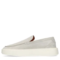 Lichtgrijze Suede Loafers Met Witte Zool^Sacha Hot