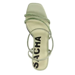 Lichtgroene Strass Sandalen Met Hak^Sacha Cheap