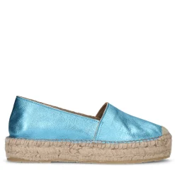 Metallic Blauwe Leren Espadrilles^Sacha New